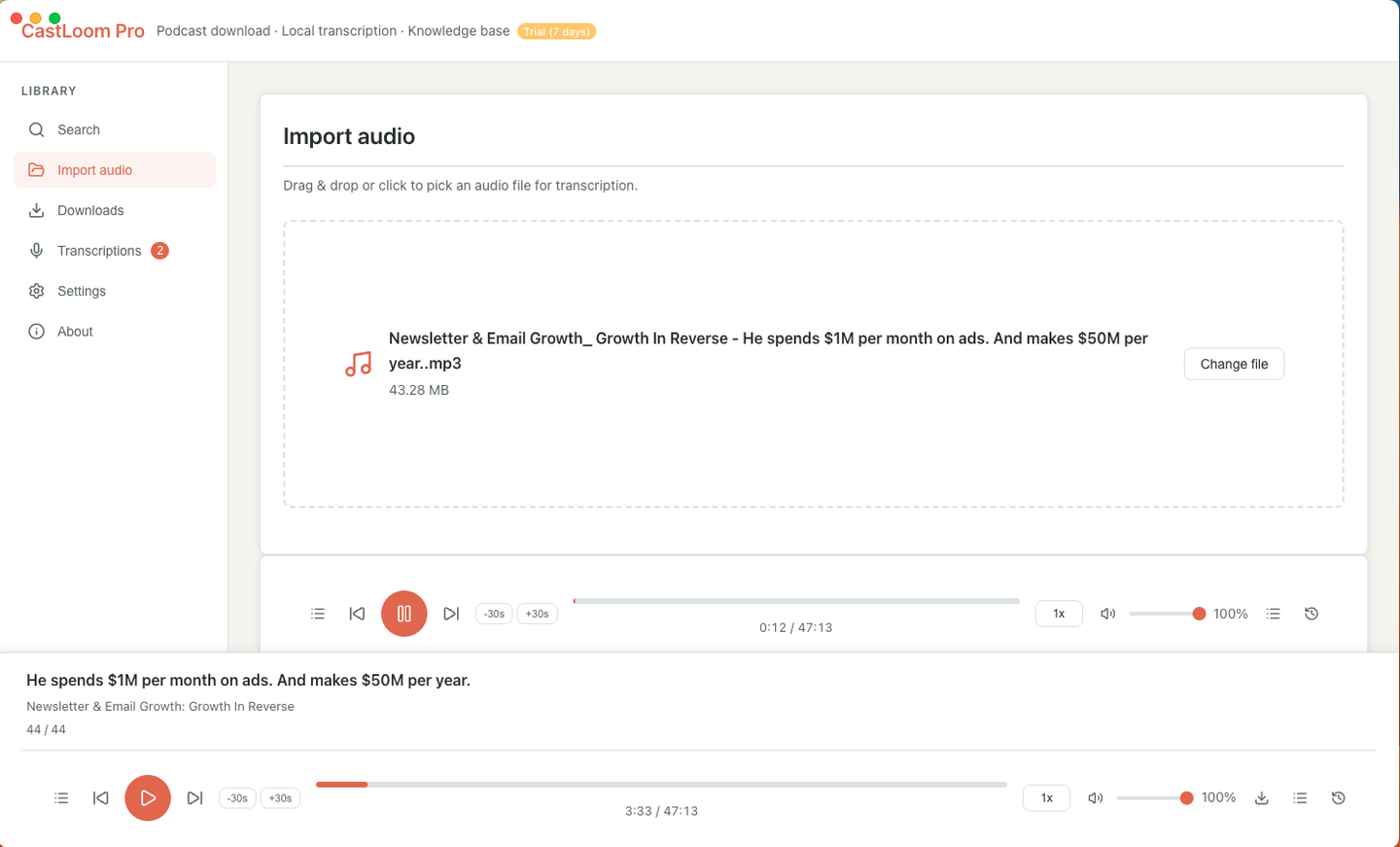 Import audio
